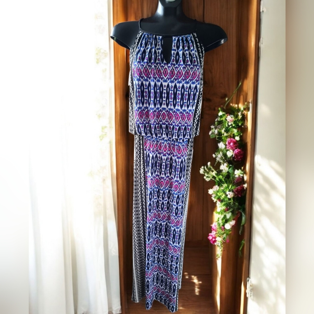 Dress Barn Elegant Multicolor Sleeveless Maxi Dress